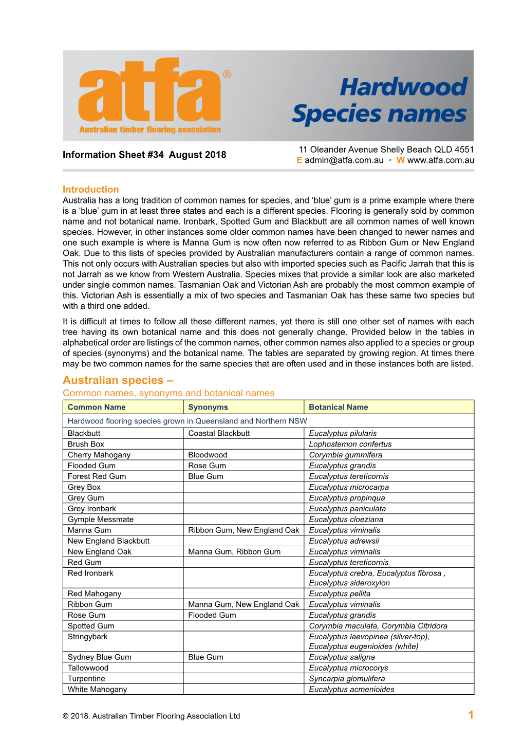 Hardwood Species Names