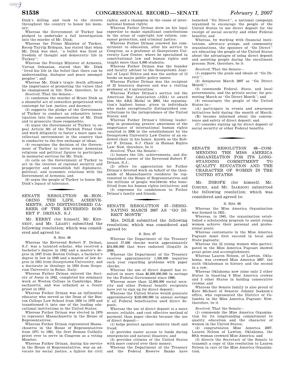 Congressional Record—Senate S1538