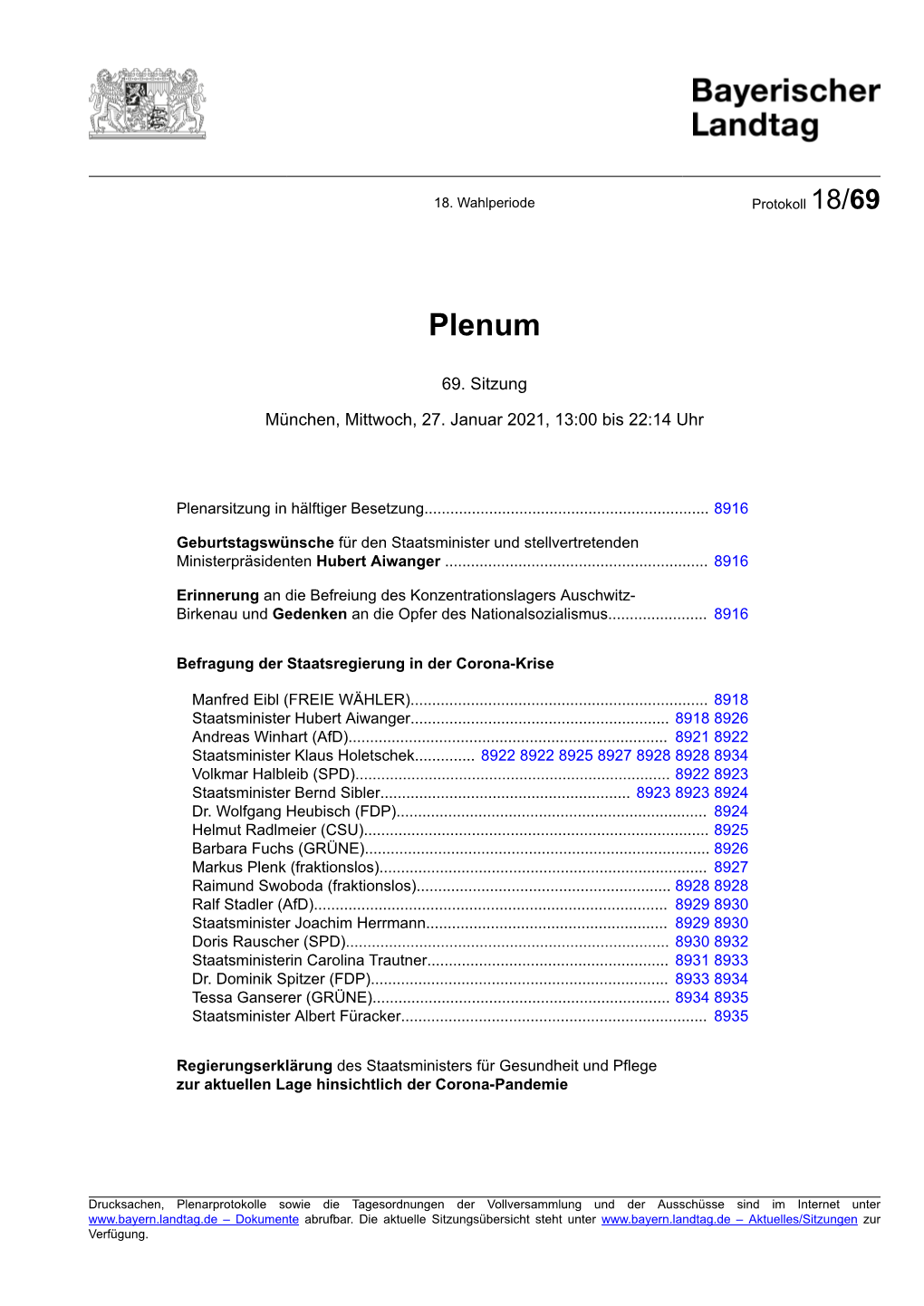 Plenarprotokoll 18/69