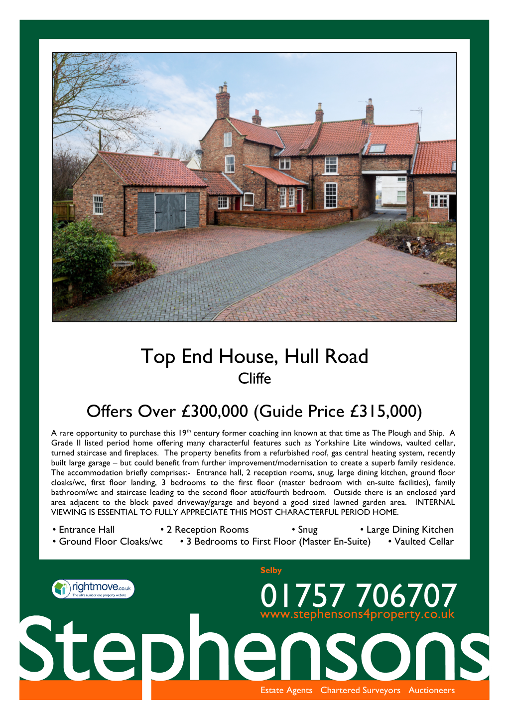 Top End House, Hull Road Cliffe Offers Over £300,000 (Guide Price £315,000)
