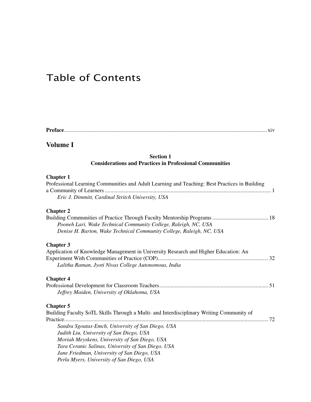 Table of Contents