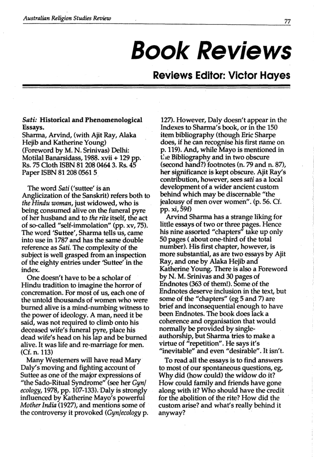 Book Reviews Reviews Editor: Victor Hayes