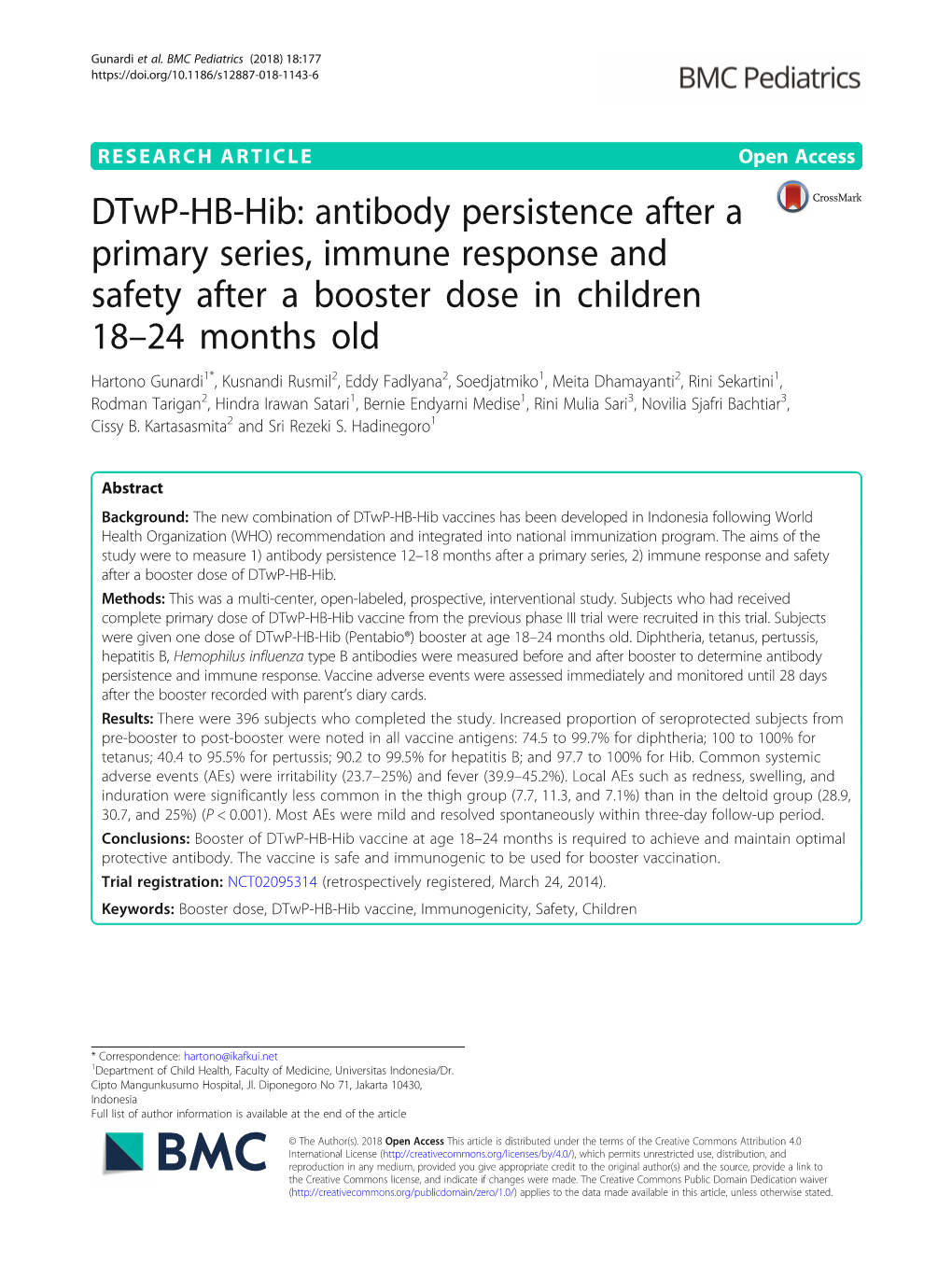 Dtwp-HB-Hib: Antibody Persistence After a Primary Series, Immune