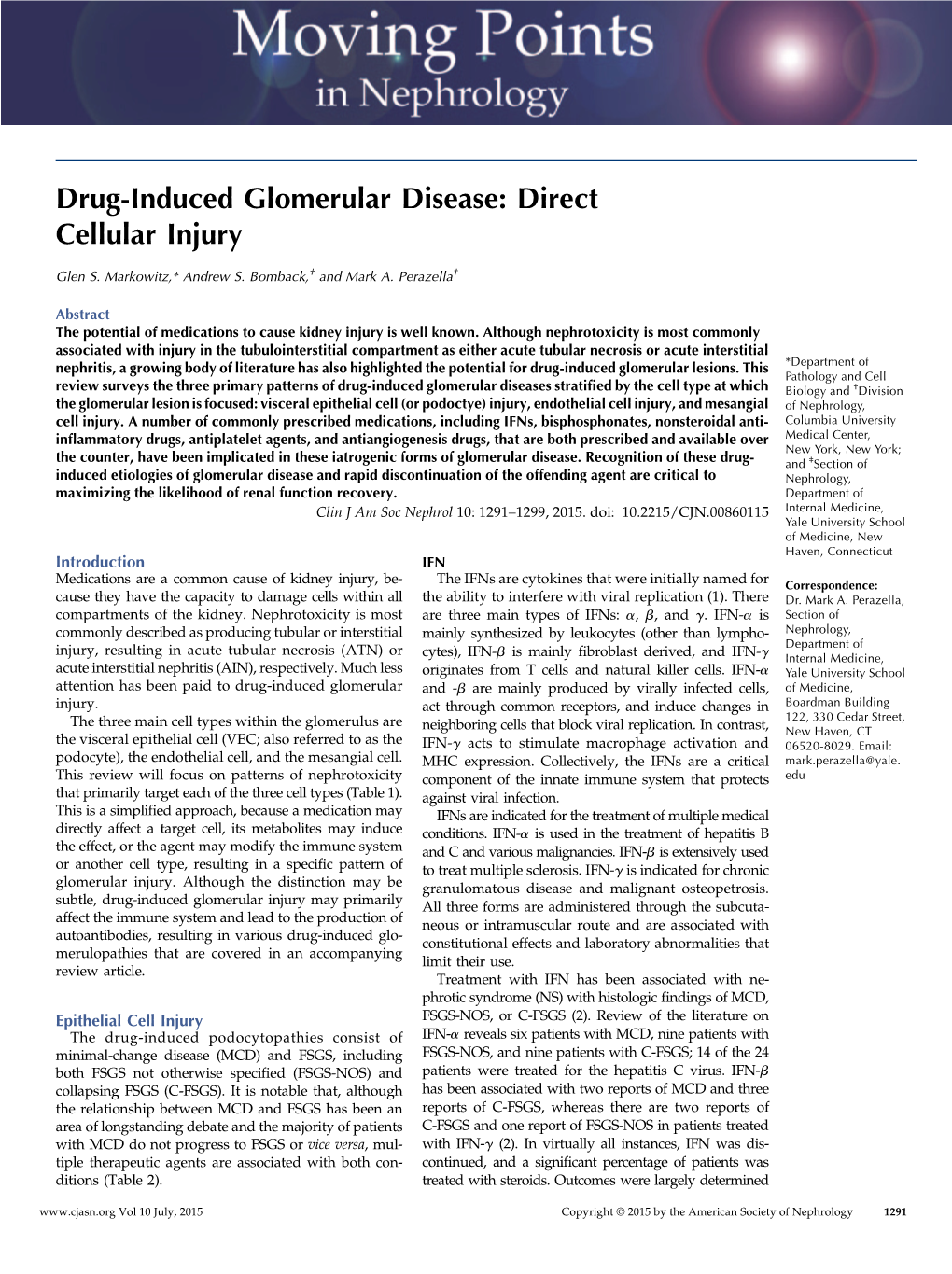 Drug-Induced Glomerular Disease: Direct Cellular Injury