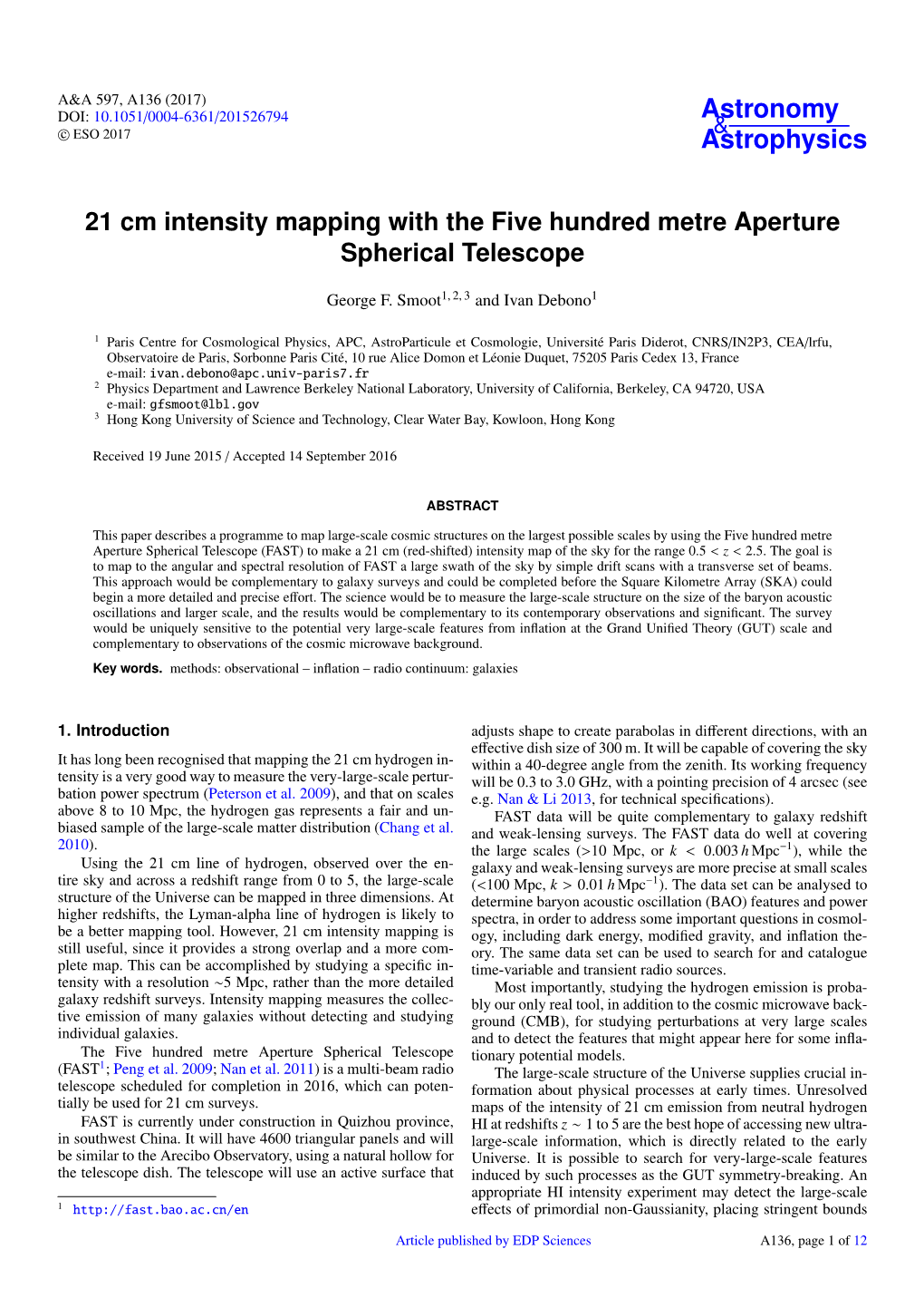 21 Cm Intensity Mapping with the Five Hundred Metre Aperture Spherical Telescope