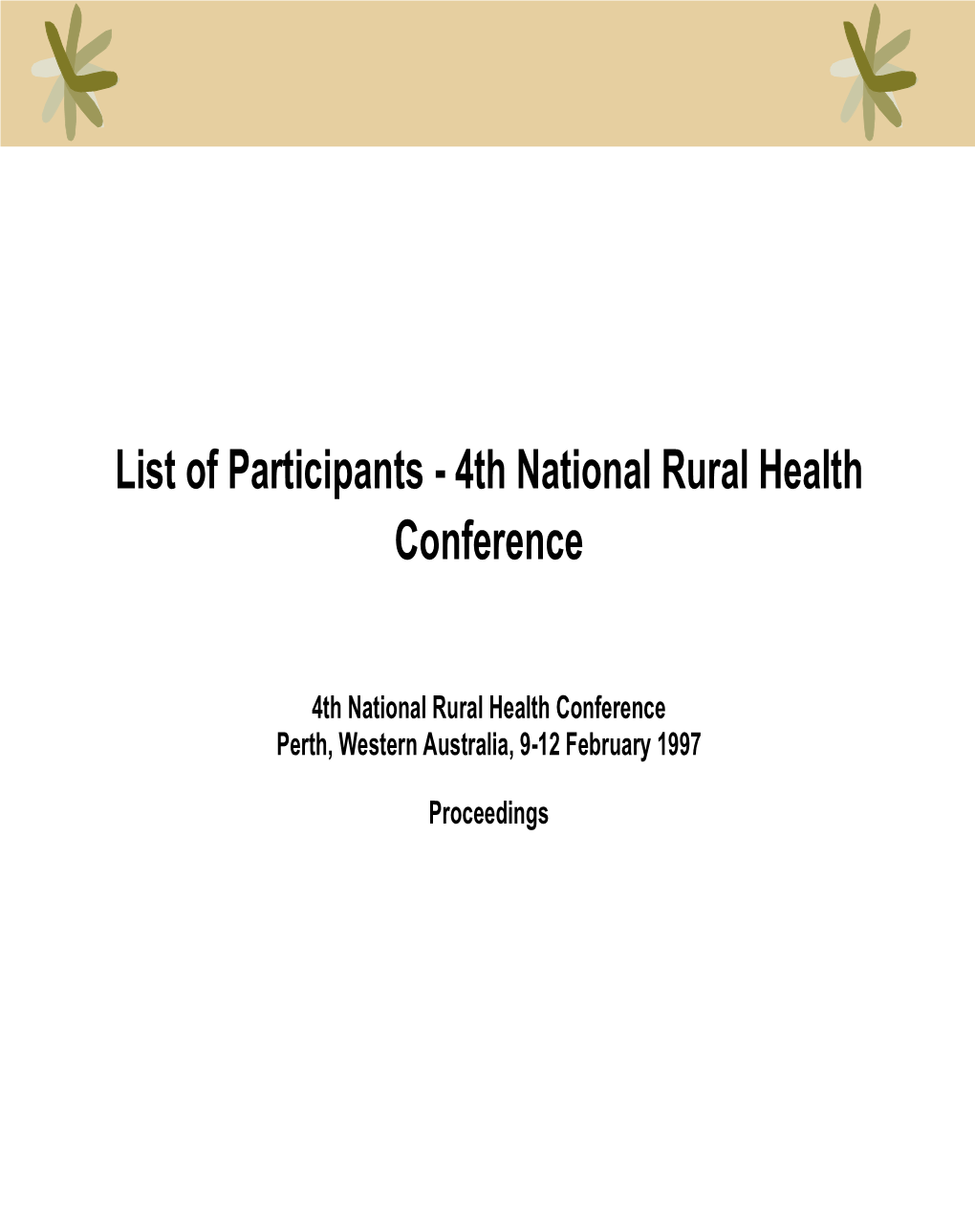 List of Participants - 4Th National Rural Health Conference