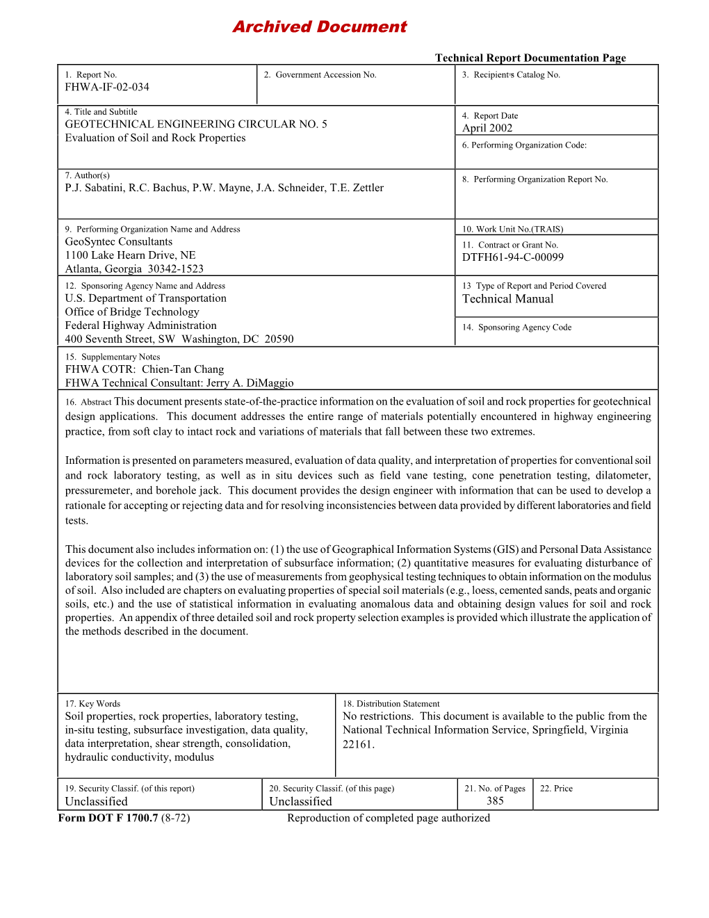 Archived: GEC #5 Soil and Rock Properties