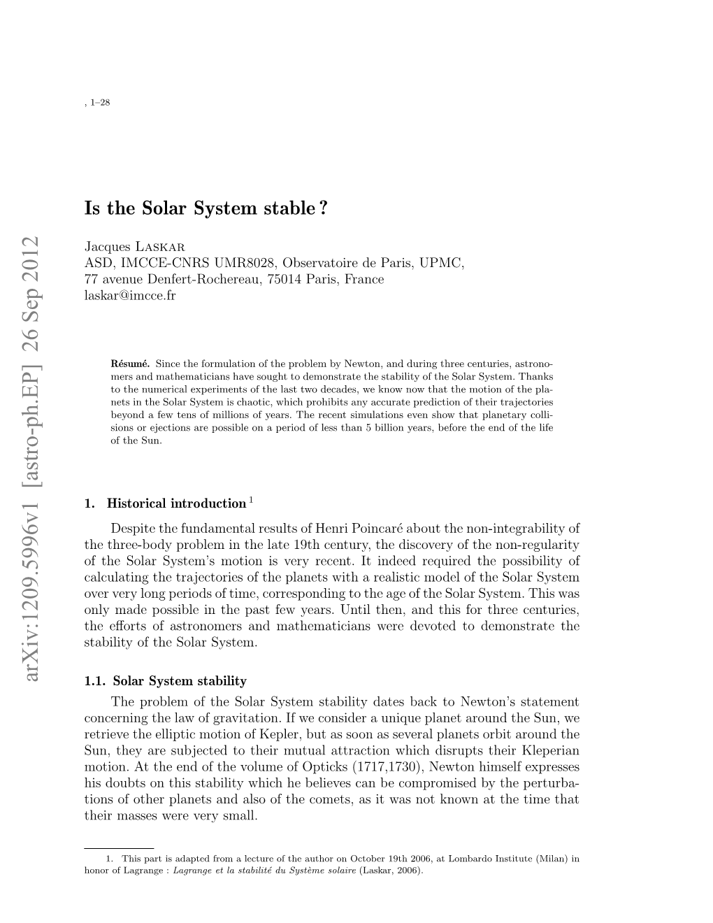 Arxiv:1209.5996V1 [Astro-Ph.EP] 26 Sep 2012 1.1