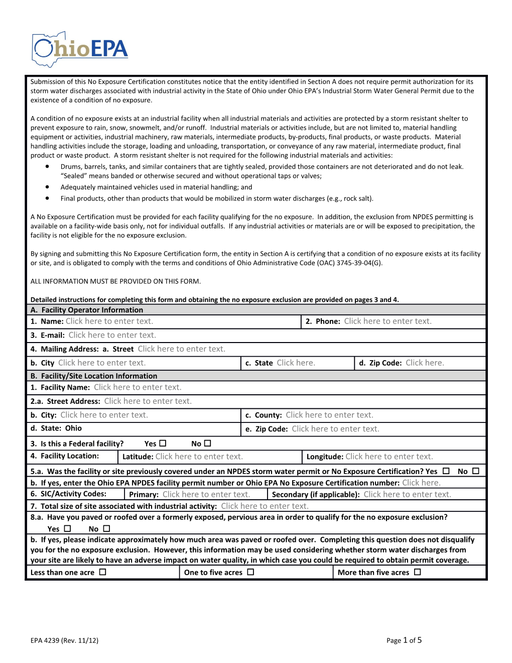 A. Facility Operator Information