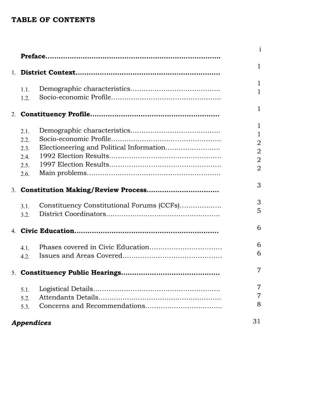 Table of Contents