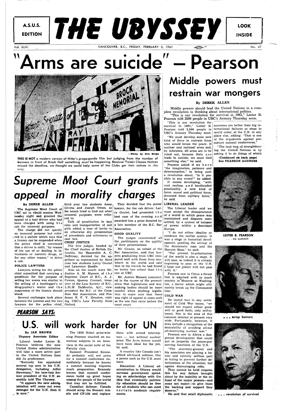 'Arms Are Suicide"— Pearson Middle Powers Must Restrain War Mongers