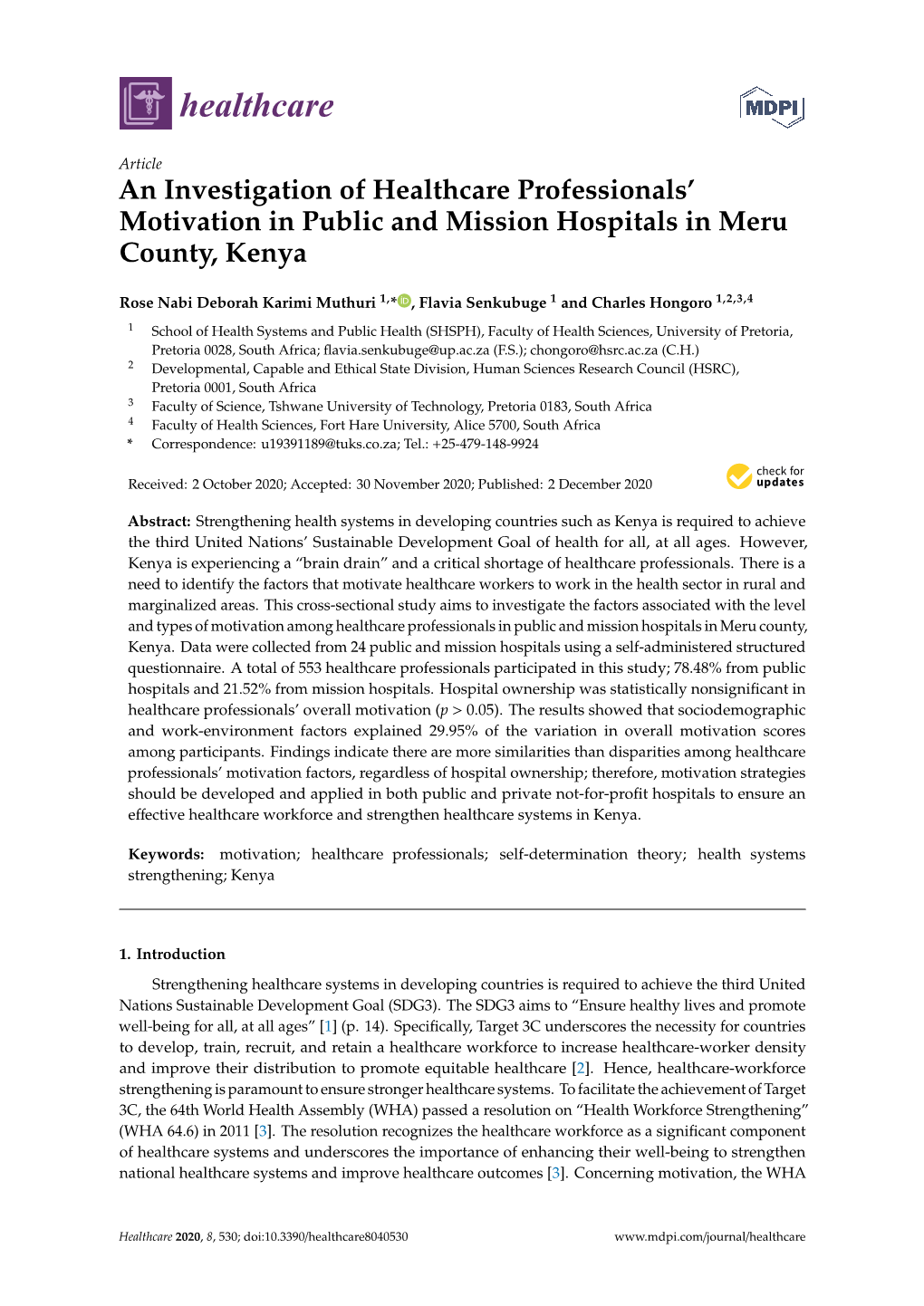 An Investigation of Healthcare Professionals' Motivation in Public