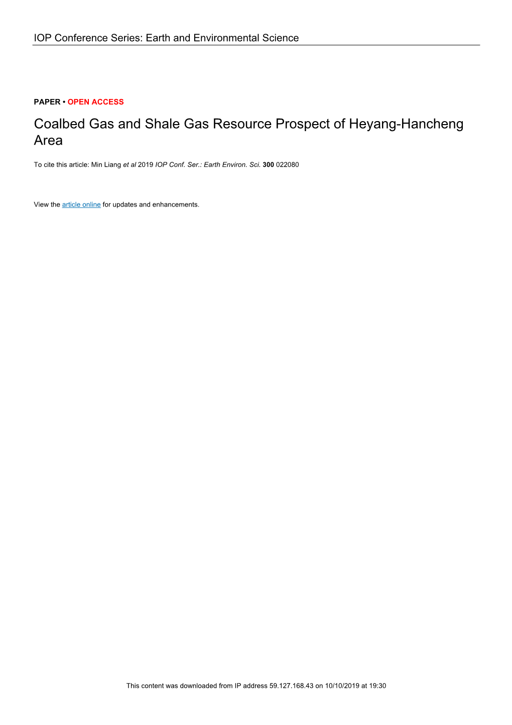 Coalbed Gas and Shale Gas Resource Prospect of Heyang-Hancheng Area