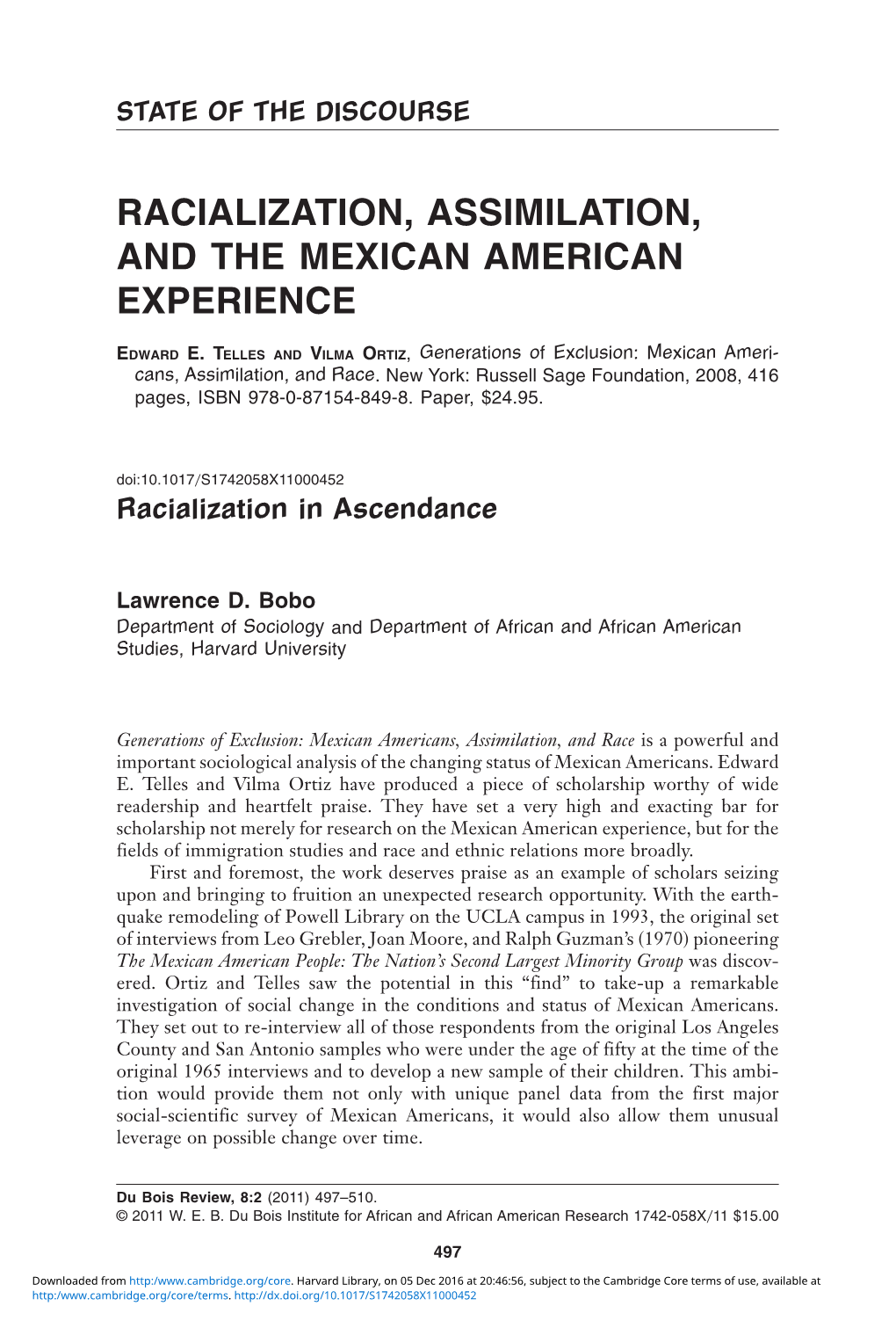 Racialization, Assimilation, and the Mexican American Experience