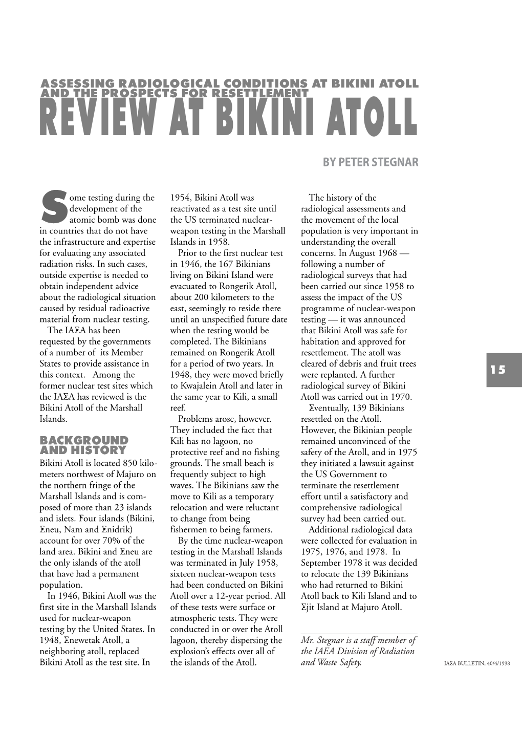 Review at Bikini Atoll by Peter Stegnar