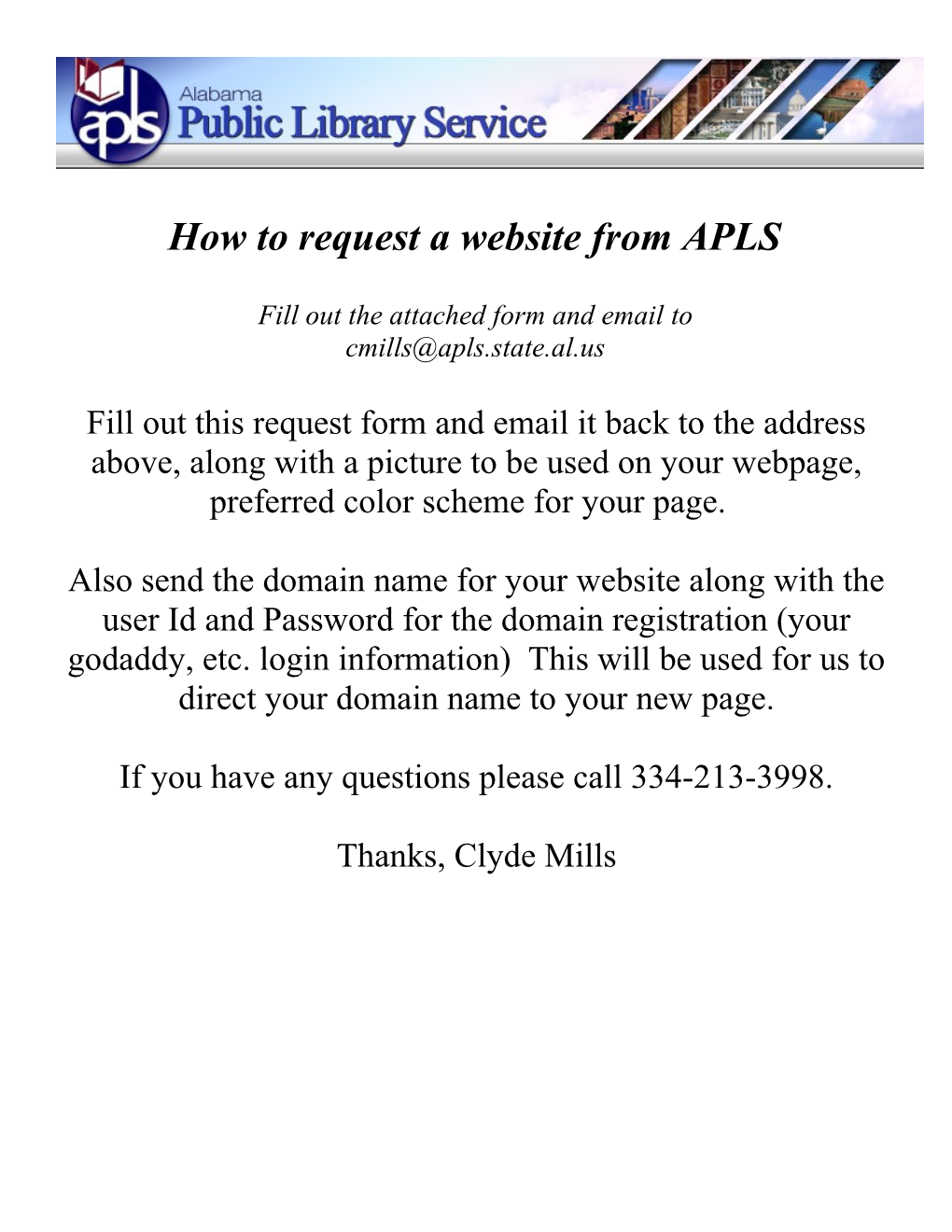 APLS Website Development Form