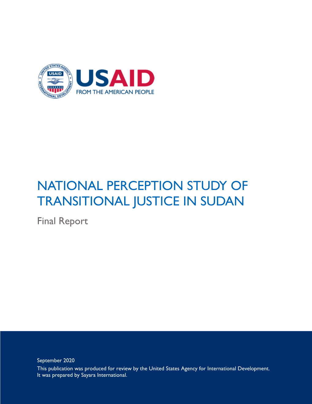 NATIONAL PERCEPTION STUDY of TRANSITIONAL JUSTICE in SUDAN Final Report