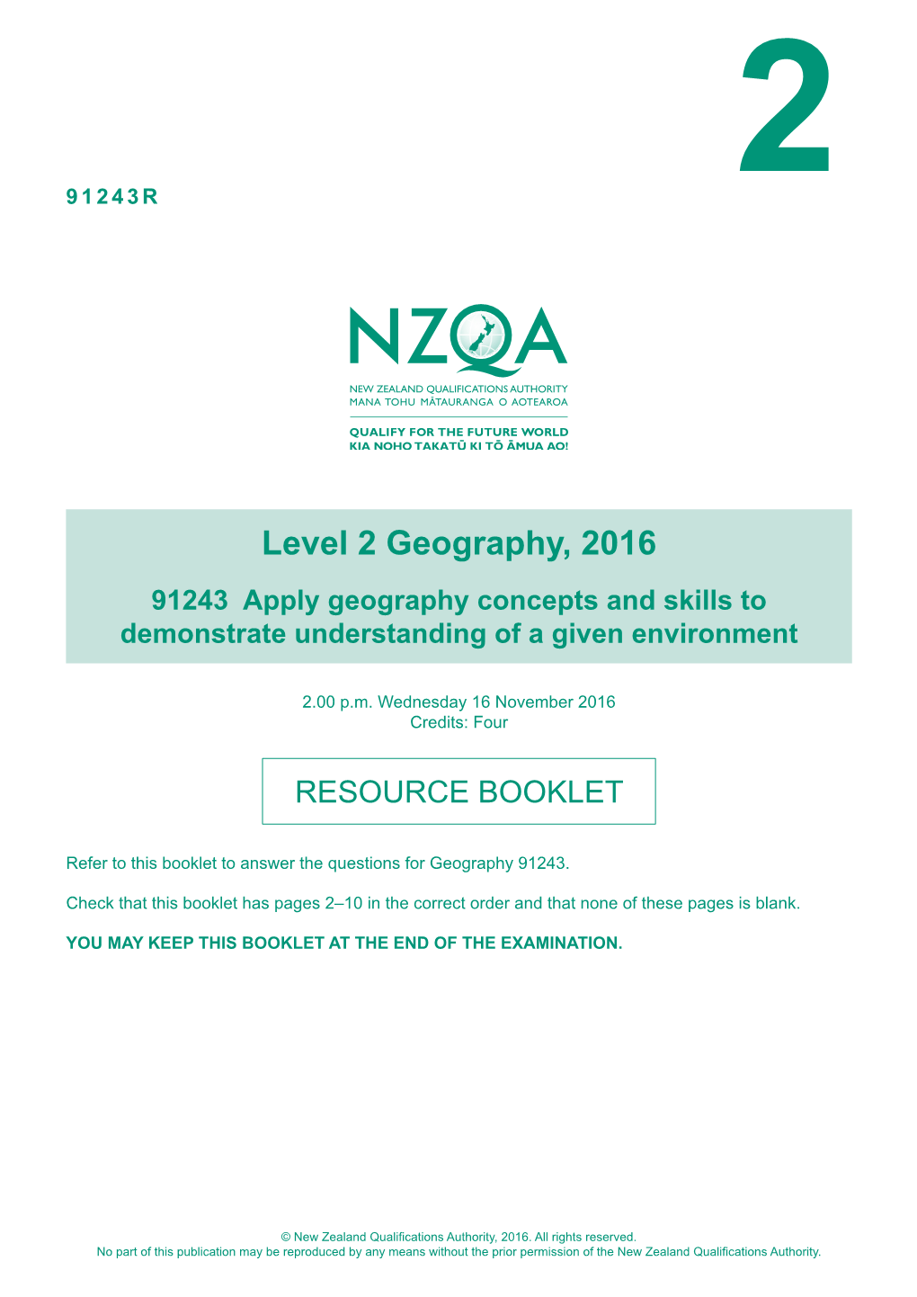 Level 2 Geography (91243) 2016