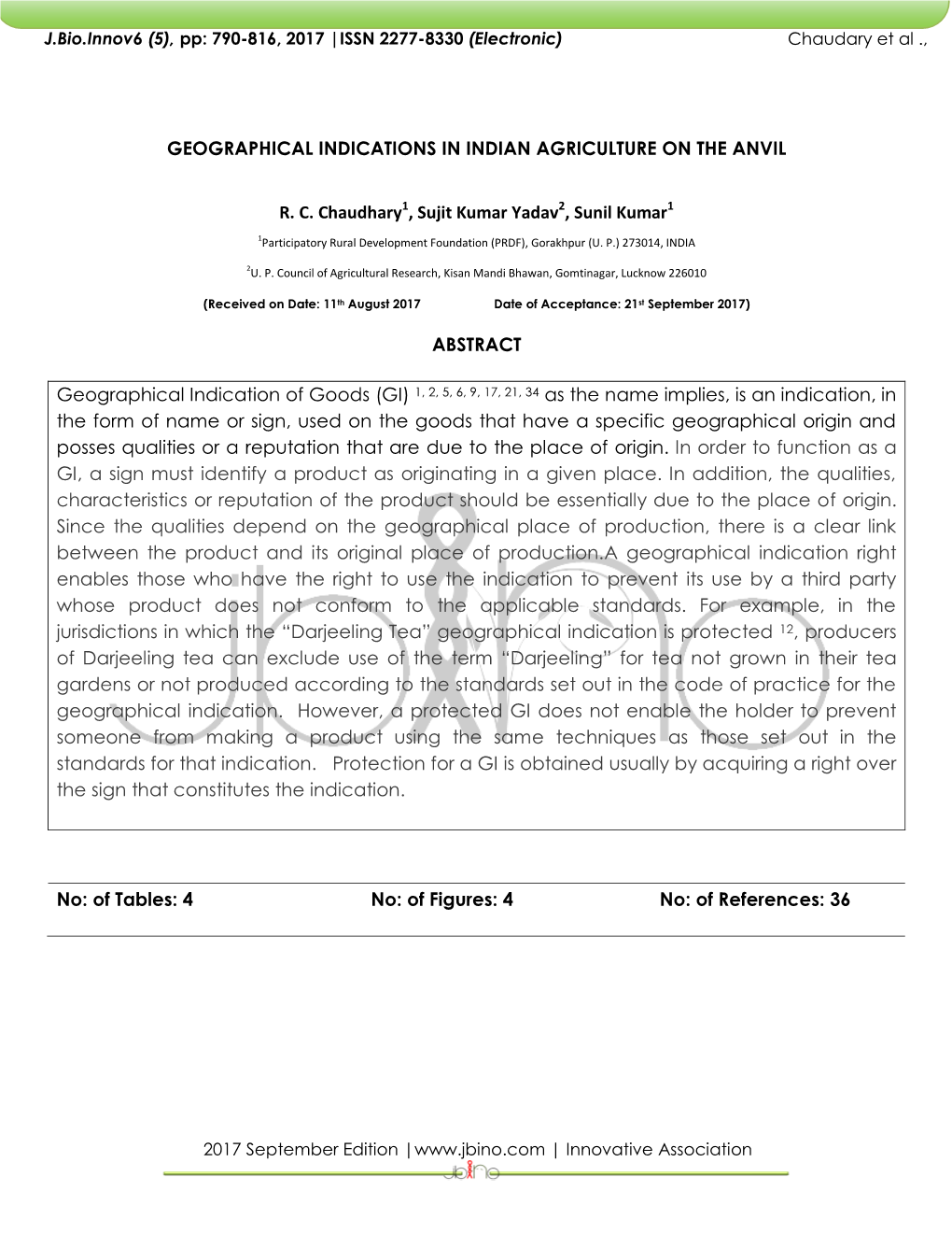 Geographical Indications in Indian Agriculture on the Anvil