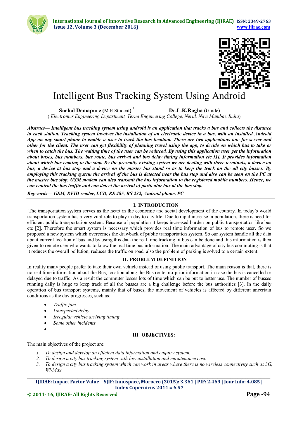 Intelligent Bus Tracking System Using Android