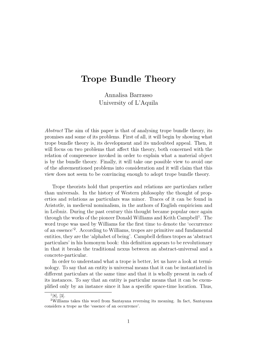 Trope Bundle Theory