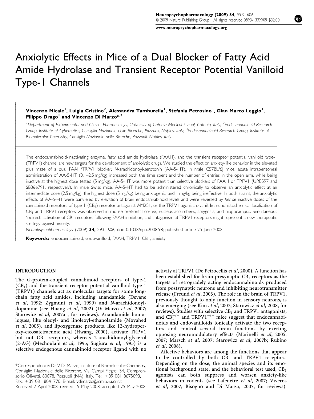 Anxiolytic Effects in Mice of a Dual Blocker of Fatty Acid Amide Hydrolase and Transient Receptor Potential Vanilloid Type-1 Channels