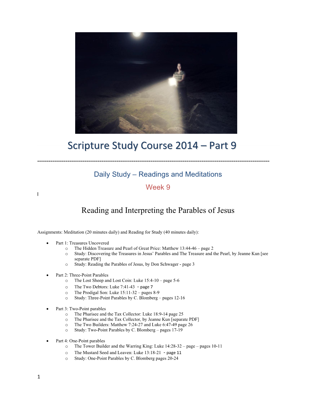 Scripture Study Course 2014 – Part 9