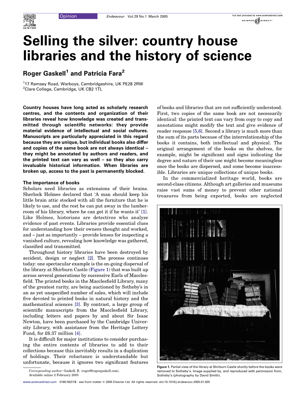 Country House Libraries and the History of Science