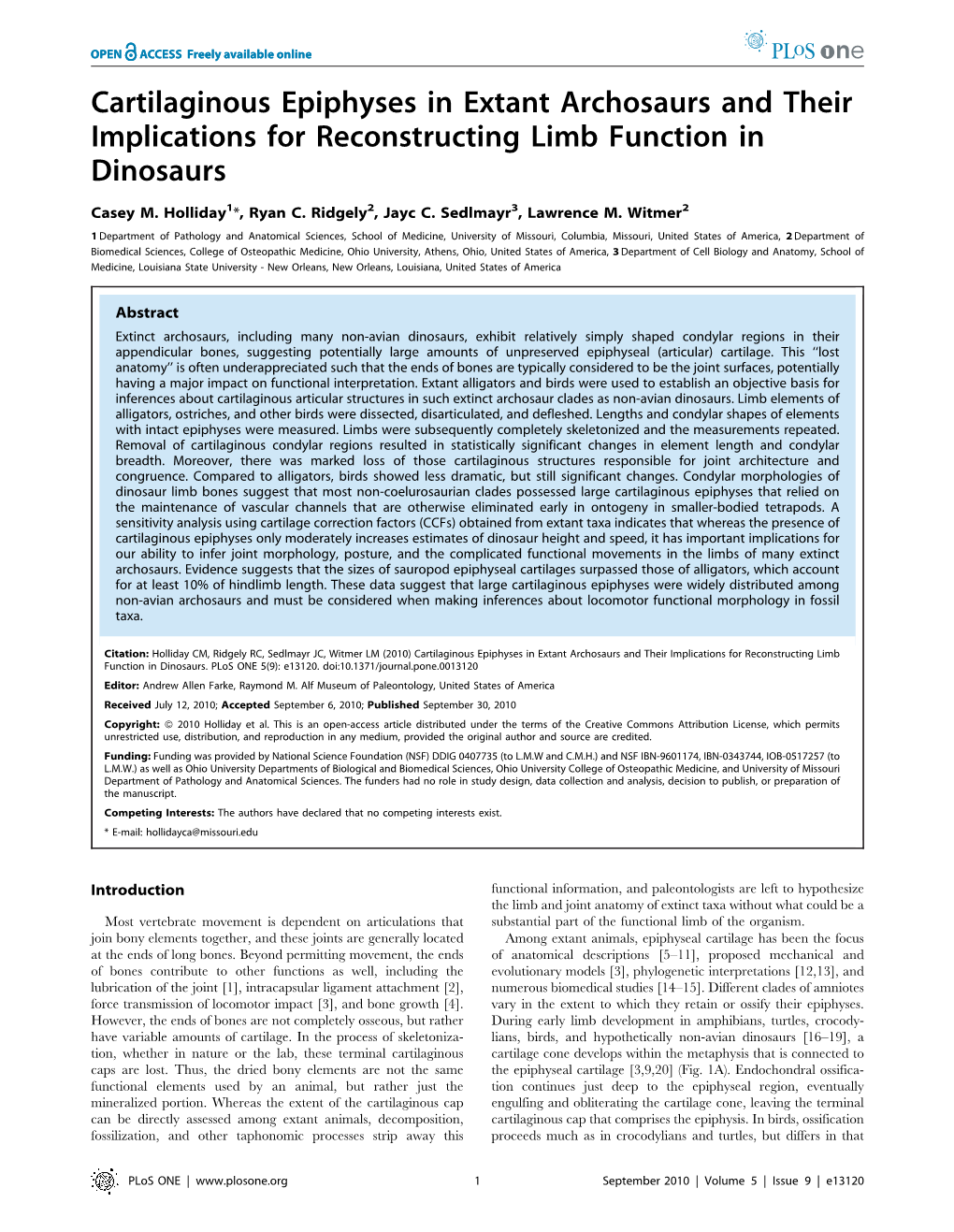 Cartilaginous Epiphyses in Extant Archosaurs and Their Implications for Reconstructing Limb Function in Dinosaurs