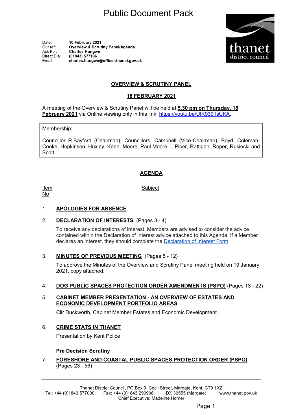 (Public Pack)Agenda Document for Overview & Scrutiny Panel, 18/02