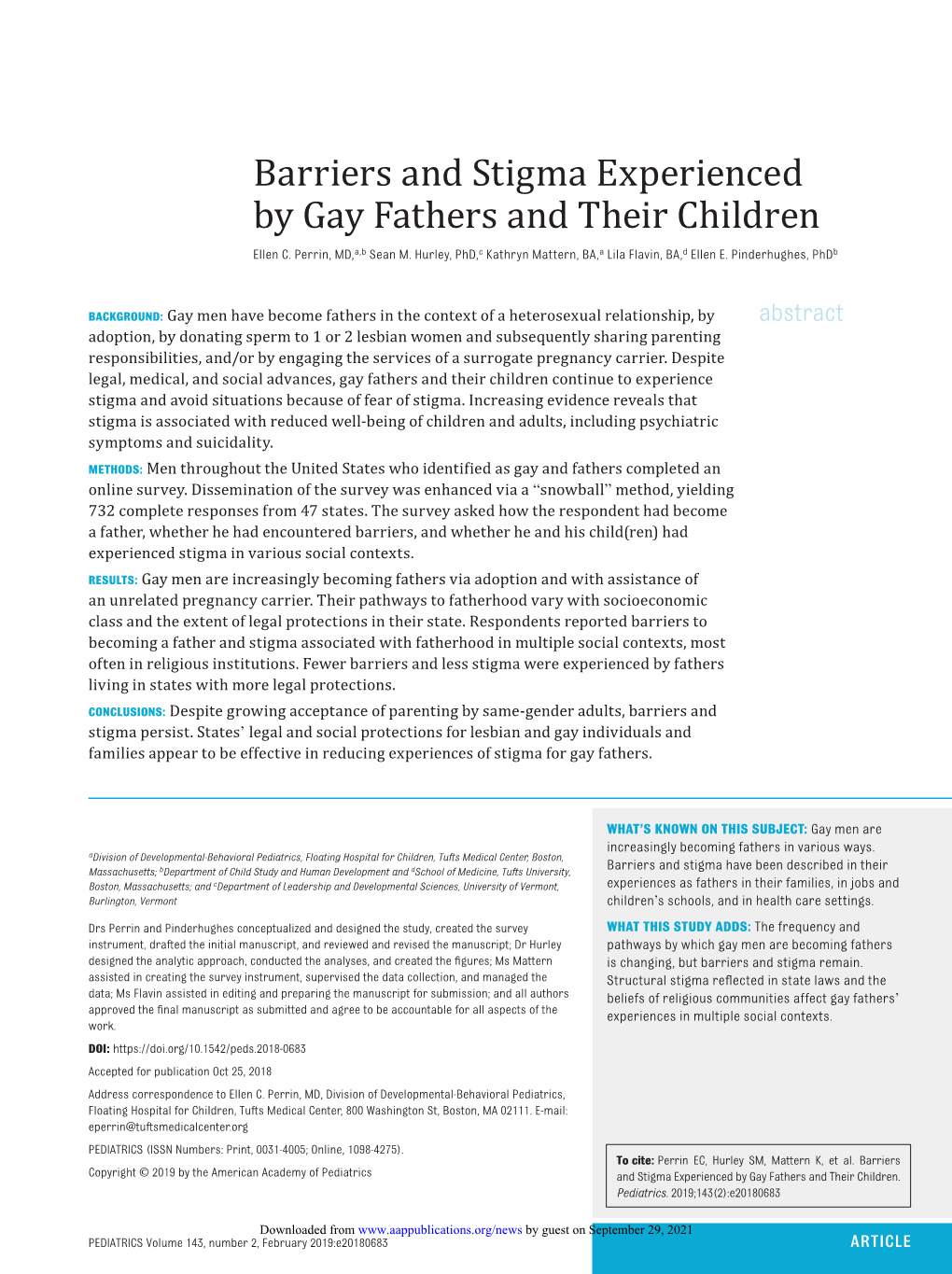 Barriers and Stigma Experienced by Gay Fathers and Their Children Ellen C