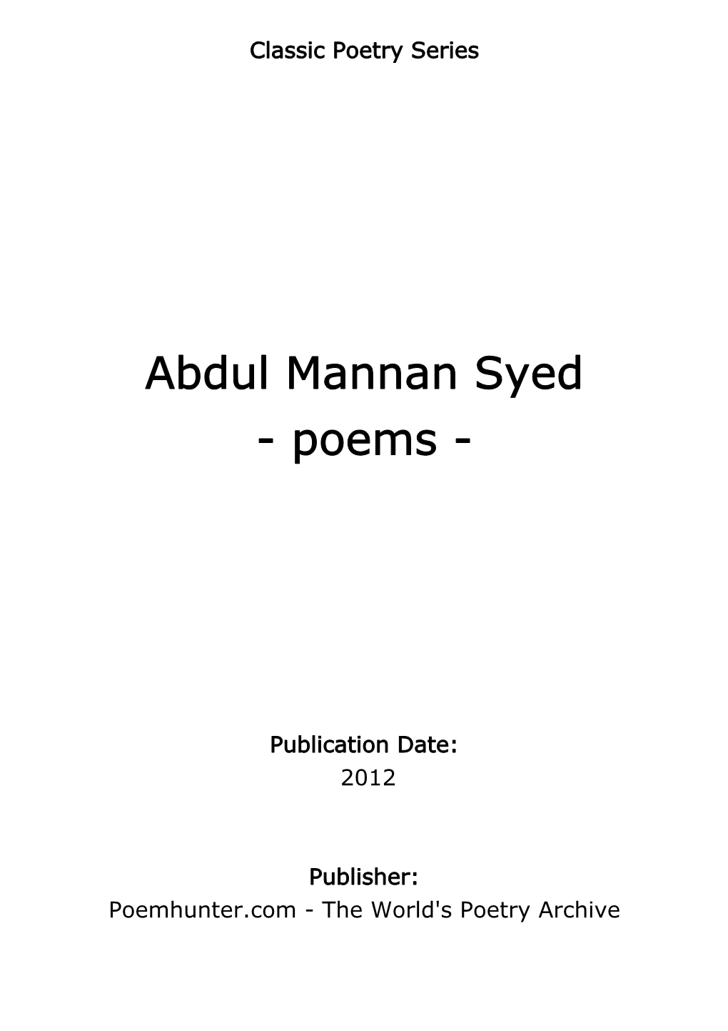 Abdul Mannan Syed - Poems