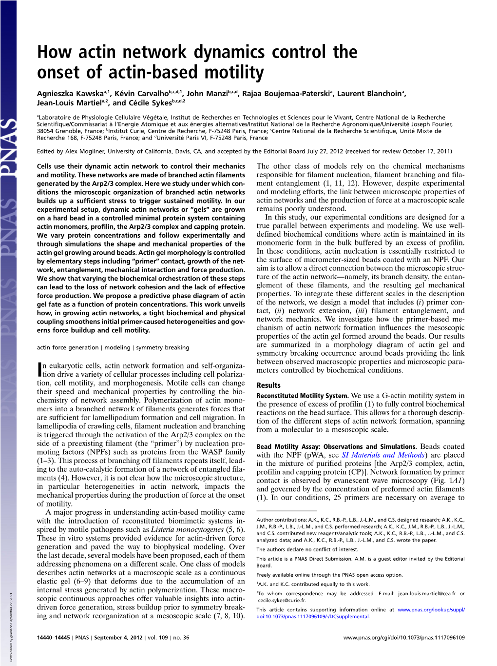 How Actin Network Dynamics Control the Onset of Actin-Based Motility