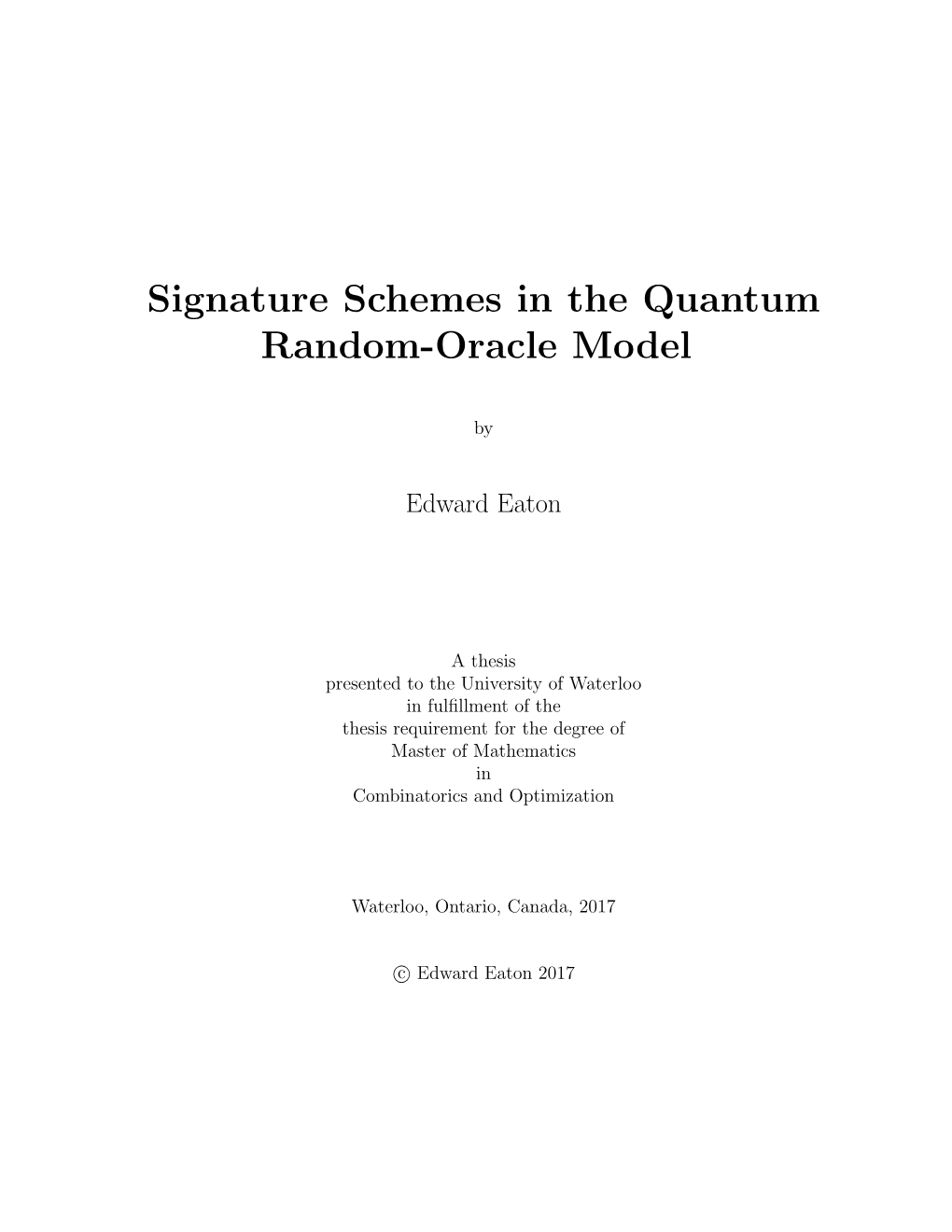 Signature Schemes in the Quantum Random-Oracle Model