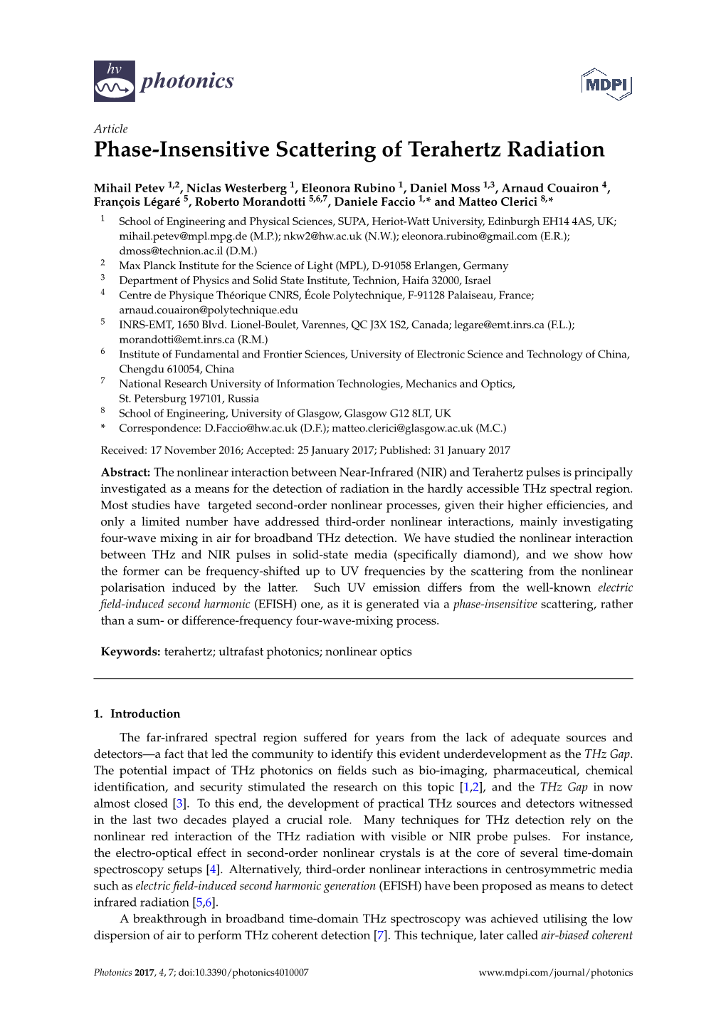 Phase-Insensitive Scattering of Terahertz Radiation