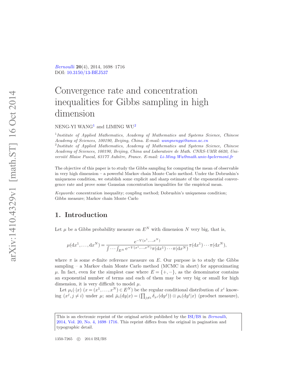 Convergence Rate and Concentration Inequalities for Gibbs Sampling In