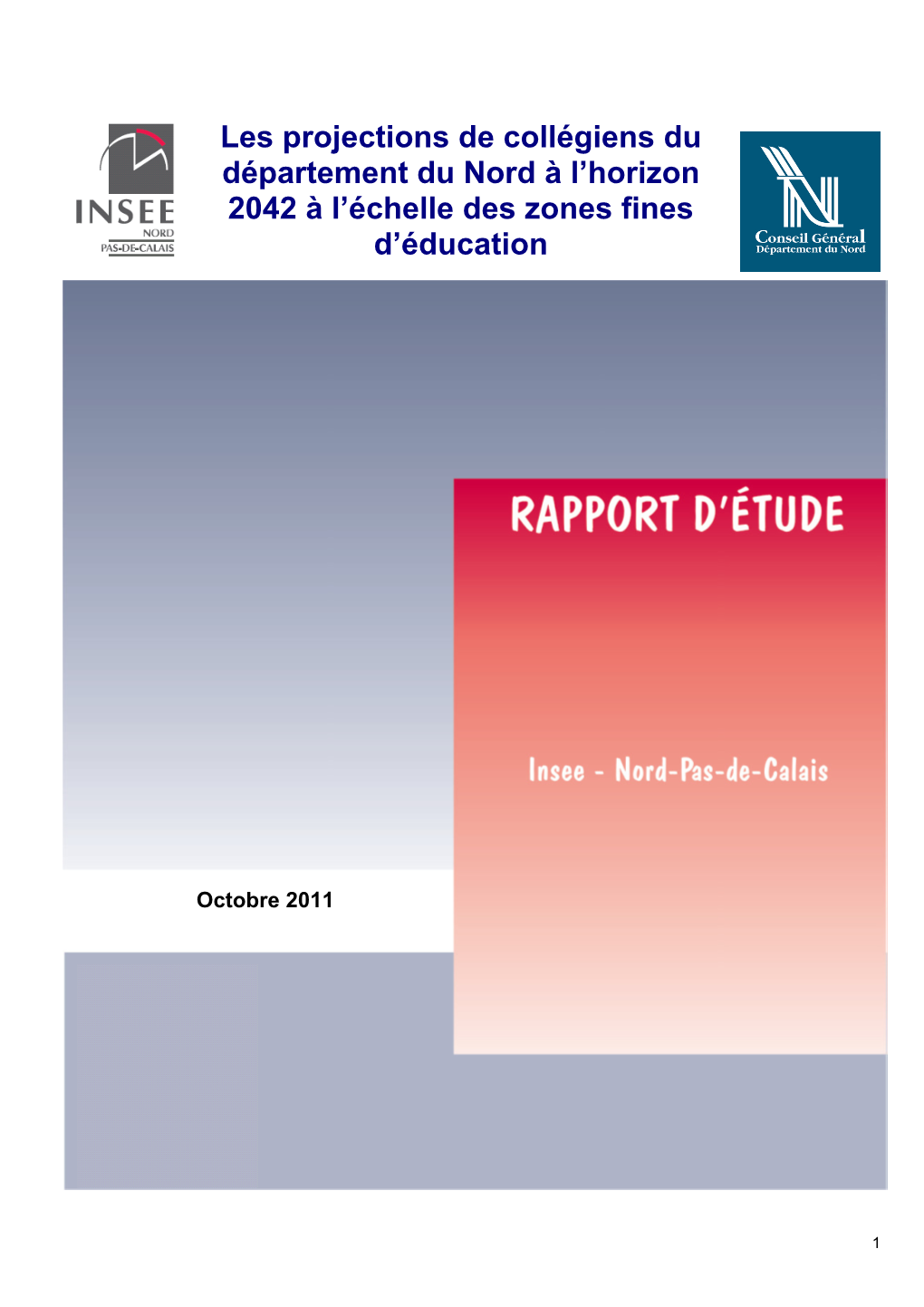 Les Projections De Collégiens Du Département Du Nord À L'horizon 2042 À L'échelle Des Zones Fines D'éducation