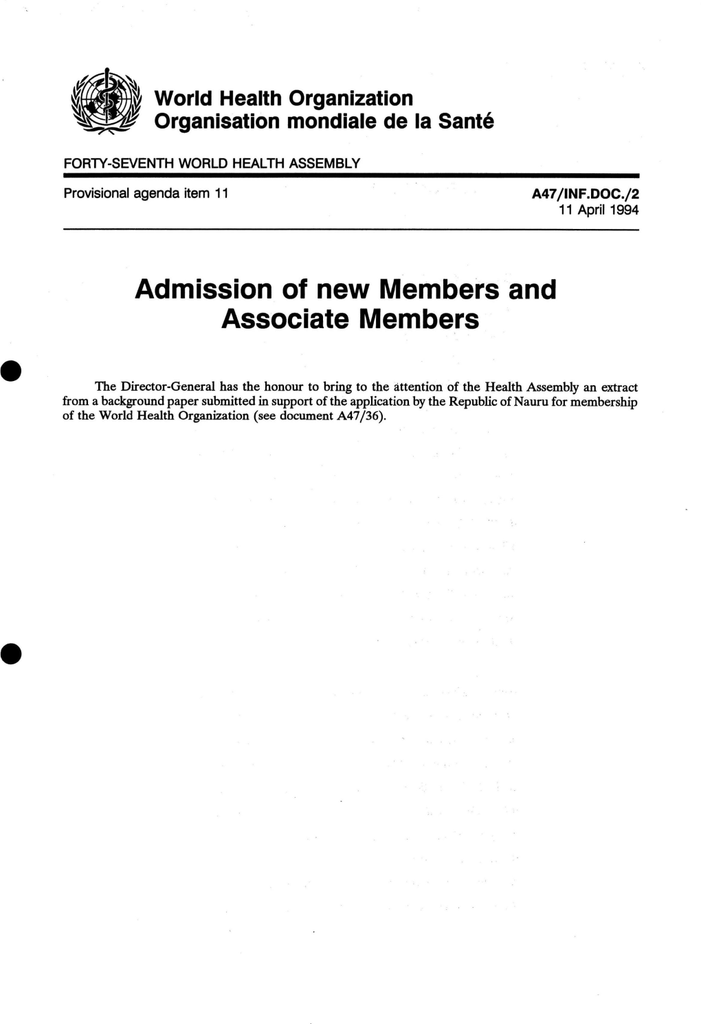 Admission of New Members and Associate Members