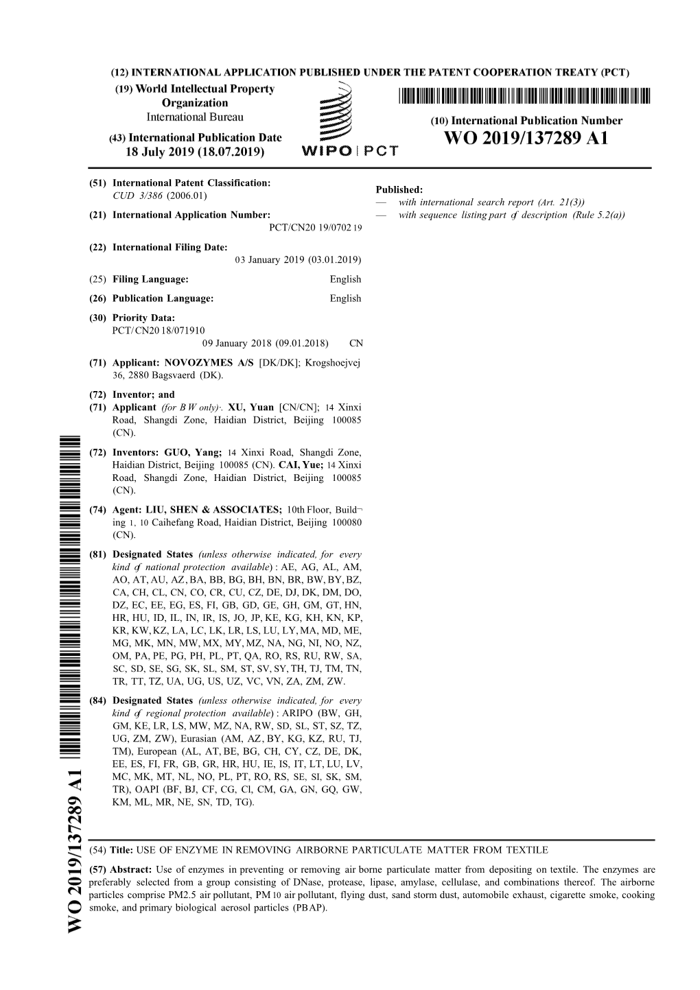 International Patent Classification: Published: CUD 3/386 (2006.01) — with International Search Report (Art