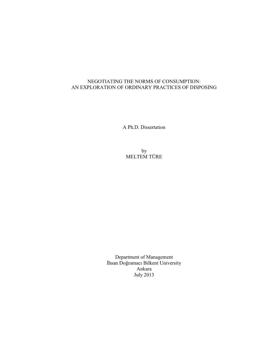 Negotiating the Norms of Consumption: an Exploration of Ordinary Practices of Disposing