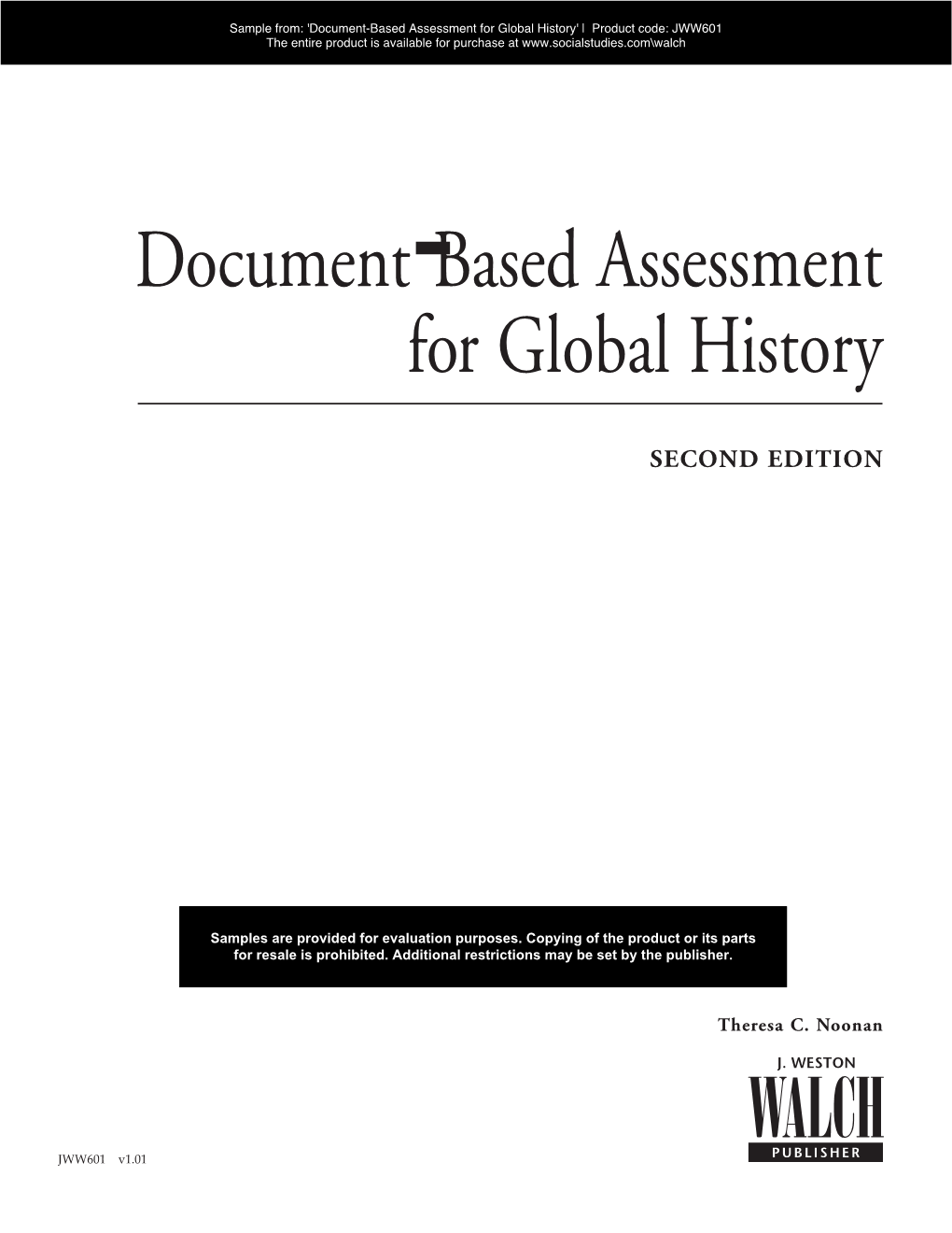 Document-Based Assessment for Global History' | Product Code: JWW601 the Entire Product Is Available for Purchase At