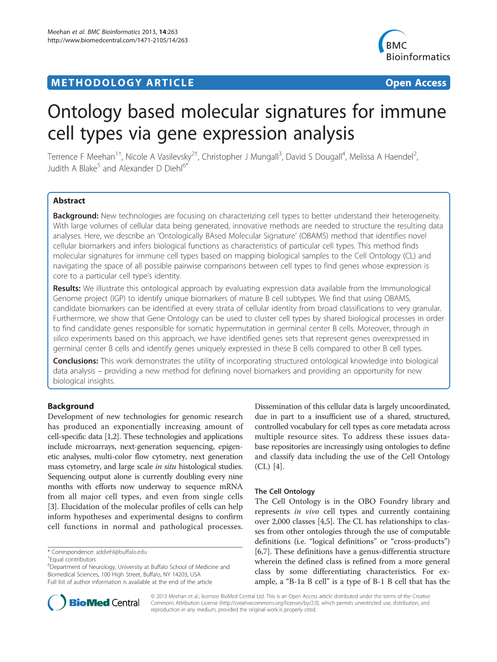 Ontology Based Molecular Signatures for Immune Cell Types Via Gene