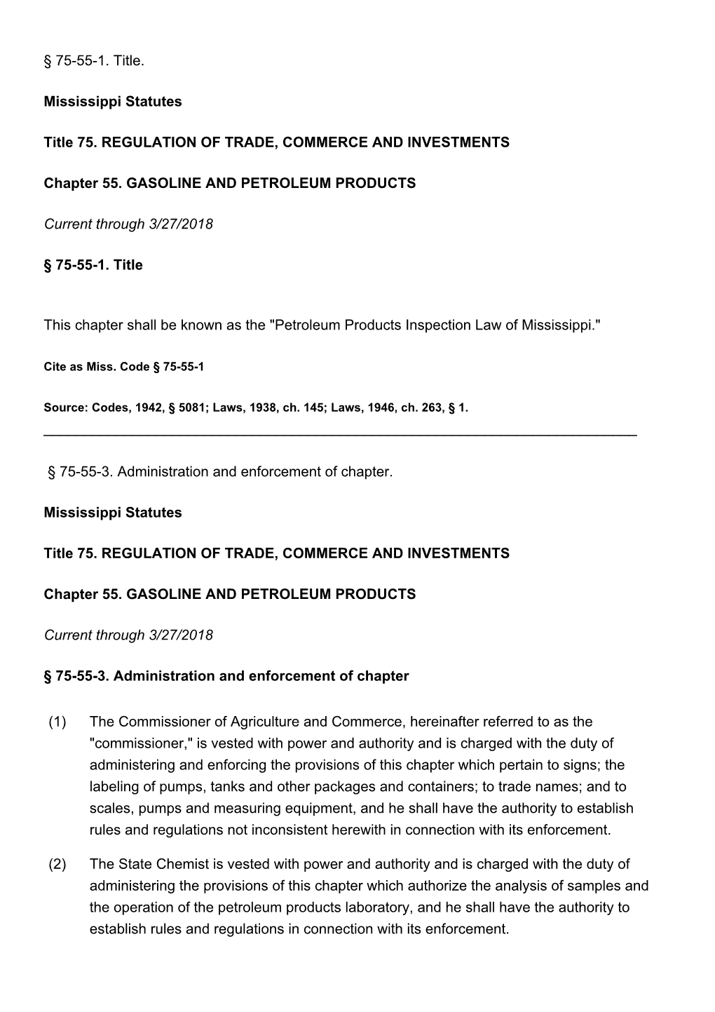 Mississippi Petroleum Products Inspection