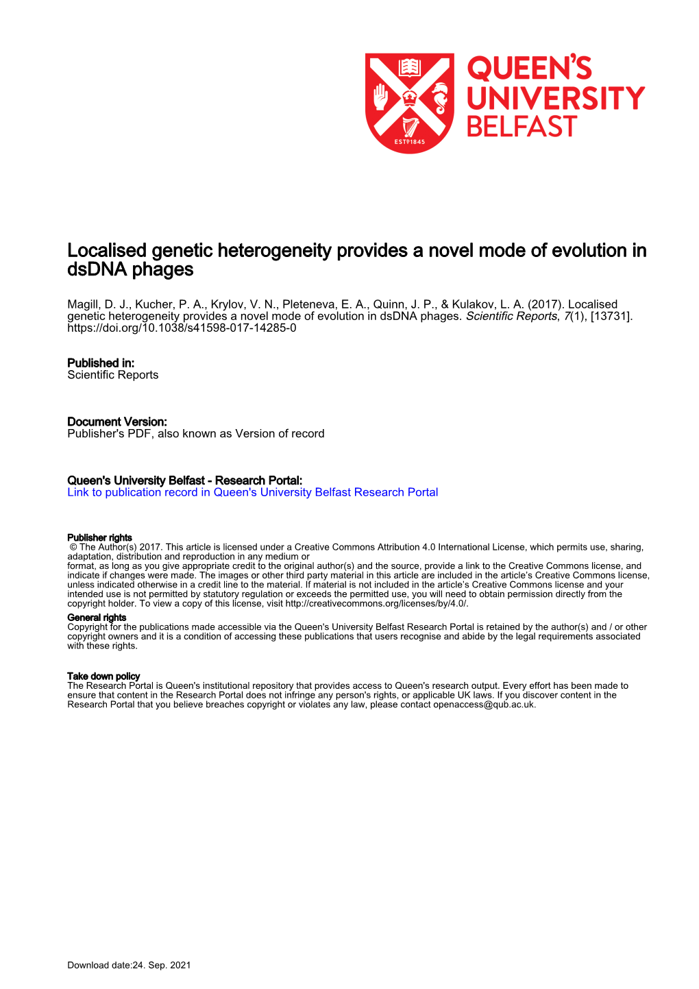 Localised Genetic Heterogeneity Provides a Novel Mode of Evolution in Dsdna Phages