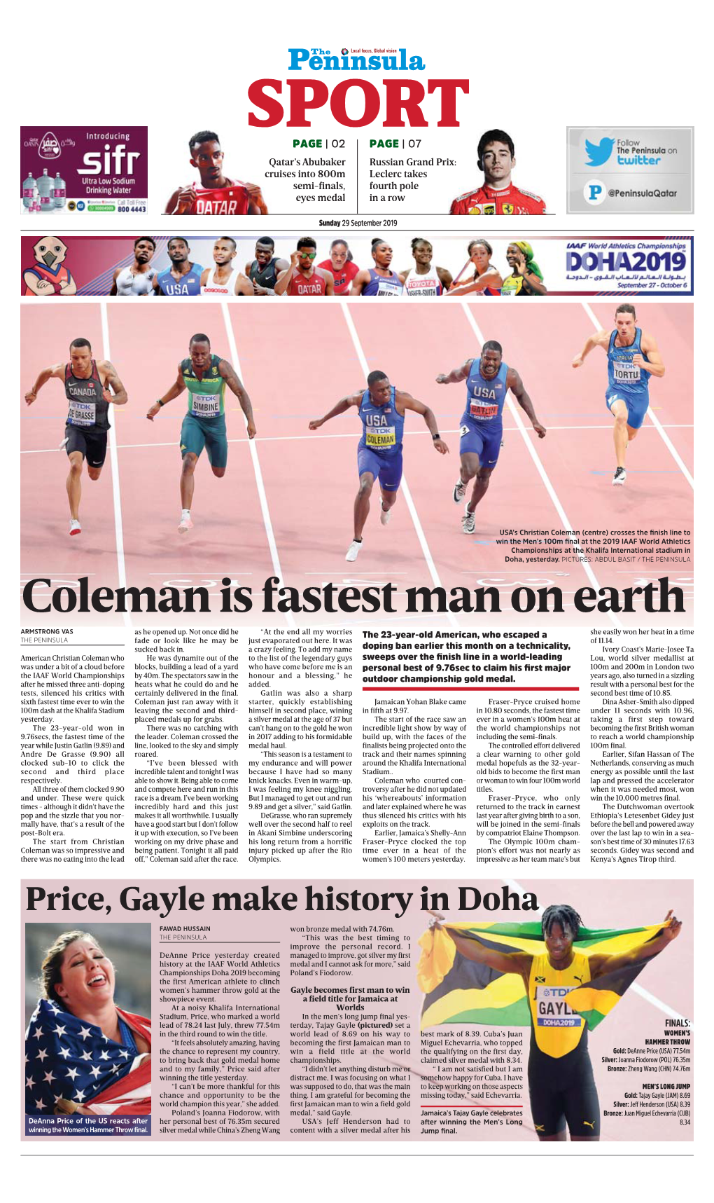 Coleman Is Fastest Man on Earth ARMSTRONG VAS As He Opened Up