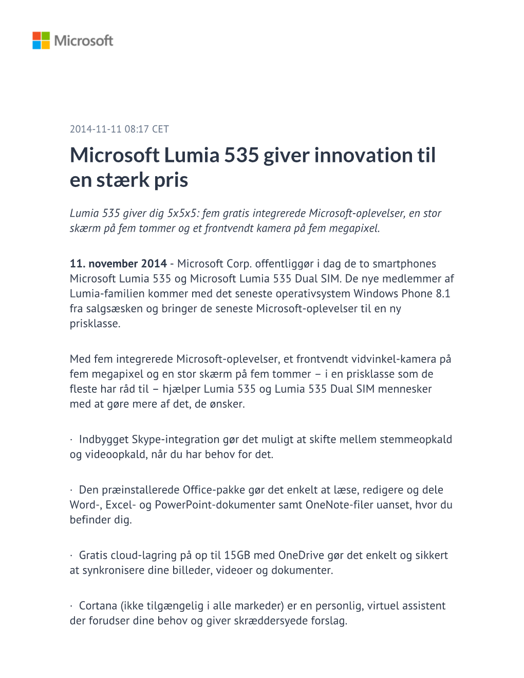 Microsoft Lumia 535 Giver Innovation Til En Stærk Pris