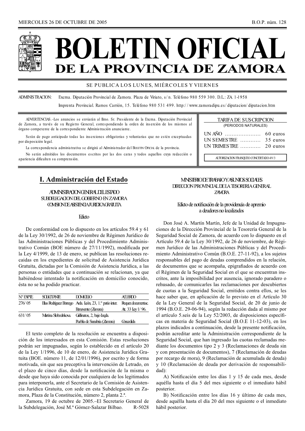 Boletin Oficial De La Provincia De Zamora