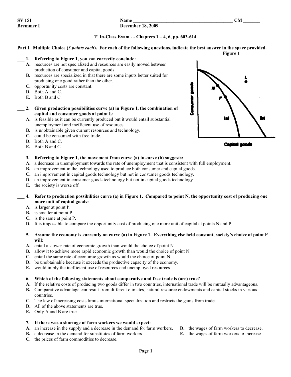 1St In-Class Exam - - Chapters 1 4, 6, Pp. 603-614