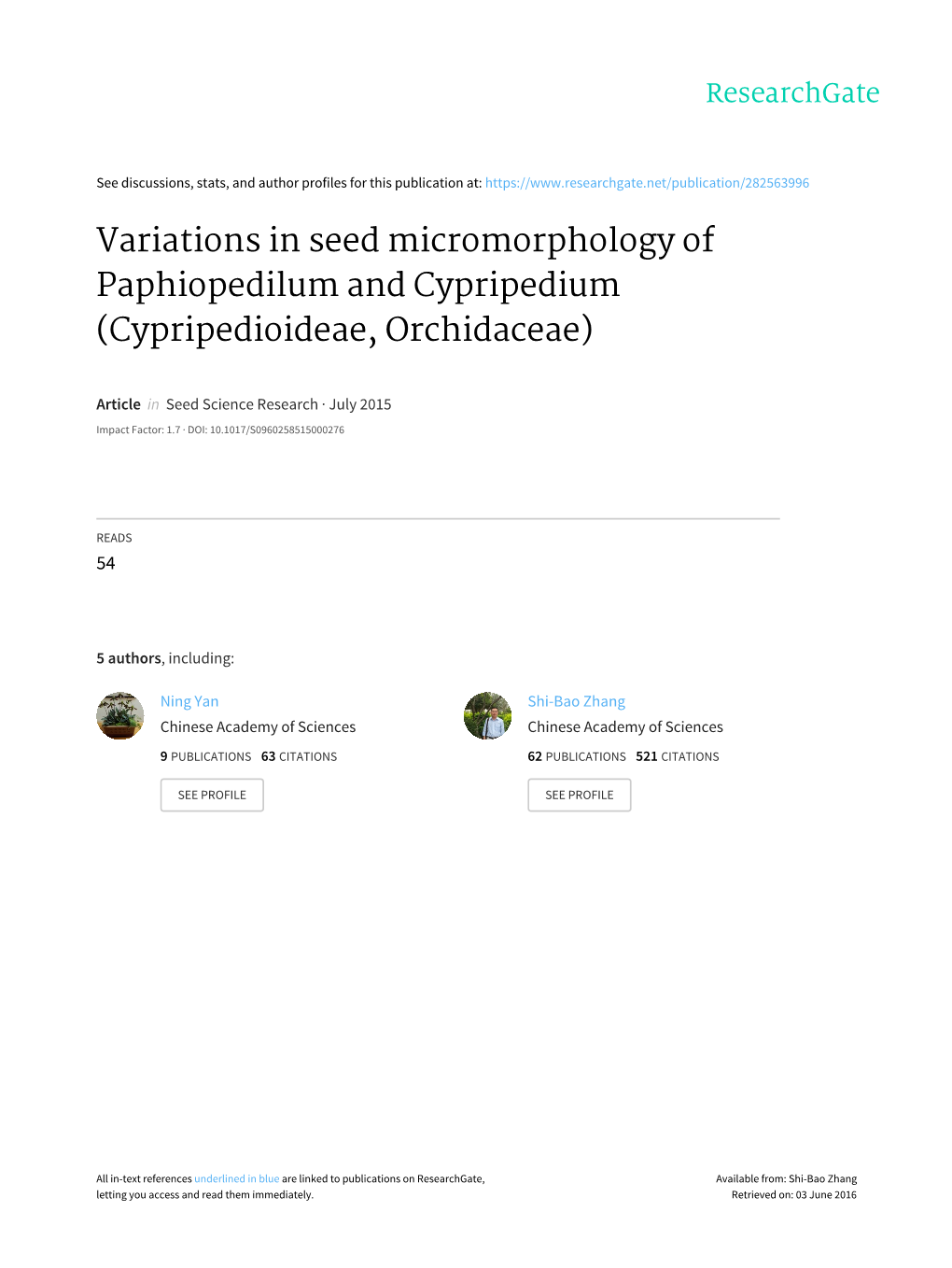 Variations in Seed Micromorphology of Paphiopedilum and Cypripedium (Cypripedioideae, Orchidaceae)