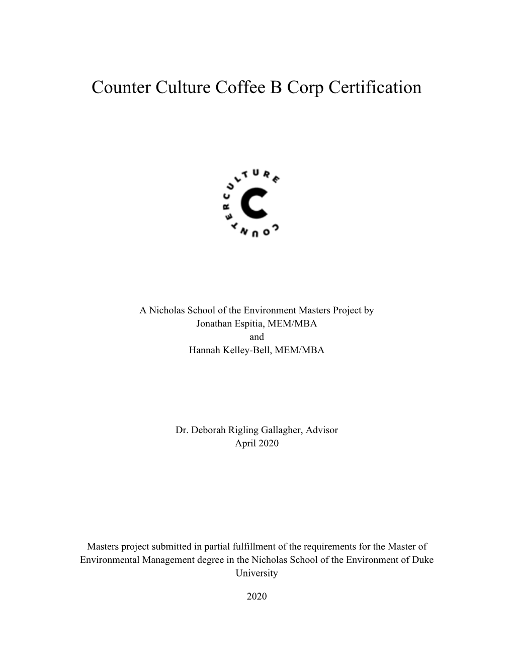 Counter Culture Coffee B Corp Certification